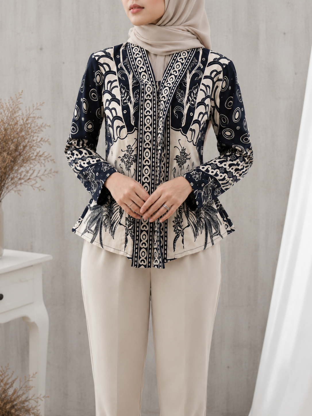Batik Navara Peplum Long Sleeve